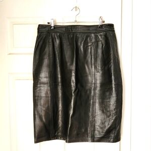 Vintage 80s high waist leather midi skirt